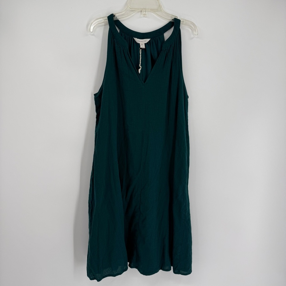 Garnet Hill Dress Womens Size Small Green Gauze Sleeveless Shift Casual Basic - Picture 10 of 10